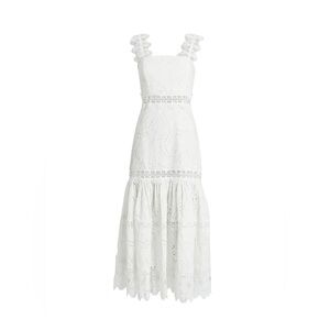 Waimari Sirenuse Eyelet Cotton Maxi Dress in White